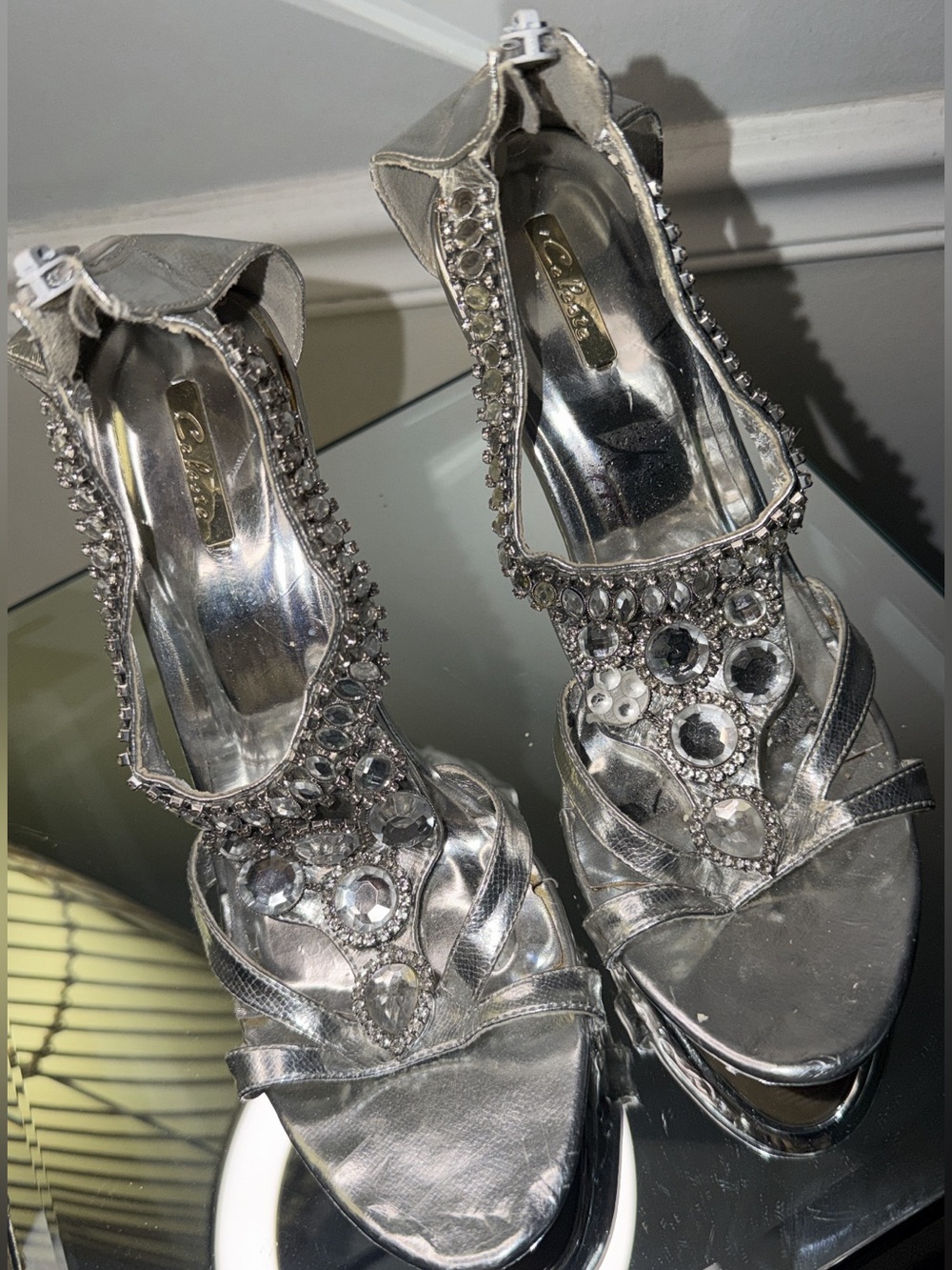 Silver Jeweled Women's Dress Sandals
